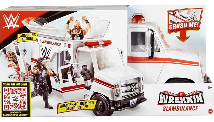 WWE マテル　アンビュランス　救急車 Amazon.co.jp: WWE Wrekkin' Slambulance Vehicle with Rolling